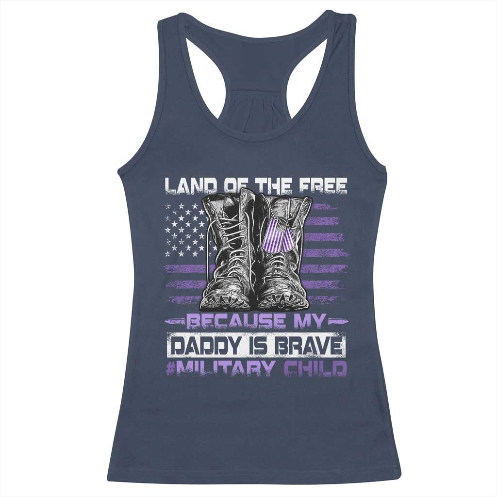 Purple Up For Military Kids Racerback Tank Top Military Child Month My Daddy Is Brave TS10 Navy Print Your Wear