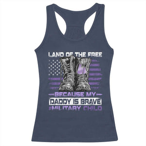 Purple Up For Military Kids Racerback Tank Top Military Child Month My Daddy Is Brave TS10 Navy Print Your Wear