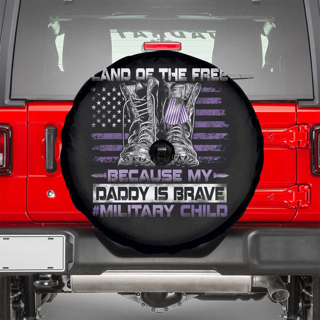 Purple Up For Military Kids Spare Tire Cover Military Child Month My Daddy Is Brave TS10 Black Print Your Wear