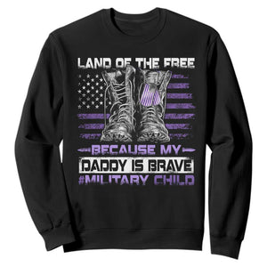 Purple Up For Military Kids Sweatshirt Military Child Month My Daddy Is Brave TS10 Black Print Your Wear
