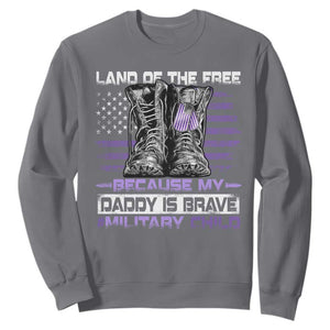 Purple Up For Military Kids Sweatshirt Military Child Month My Daddy Is Brave TS10 Charcoal Print Your Wear