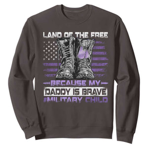 Purple Up For Military Kids Sweatshirt Military Child Month My Daddy Is Brave TS10 Dark Chocolate Print Your Wear