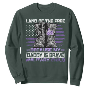 Purple Up For Military Kids Sweatshirt Military Child Month My Daddy Is Brave TS10 Dark Forest Green Print Your Wear