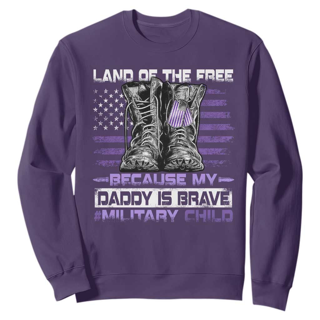 Purple Up For Military Kids Sweatshirt Military Child Month My Daddy Is Brave TS10 Purple Print Your Wear