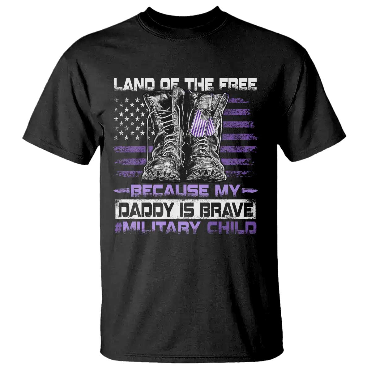 Purple Up For Military Kids T Shirt Military Child Month My Daddy Is Brave TS10 Black Print Your Wear