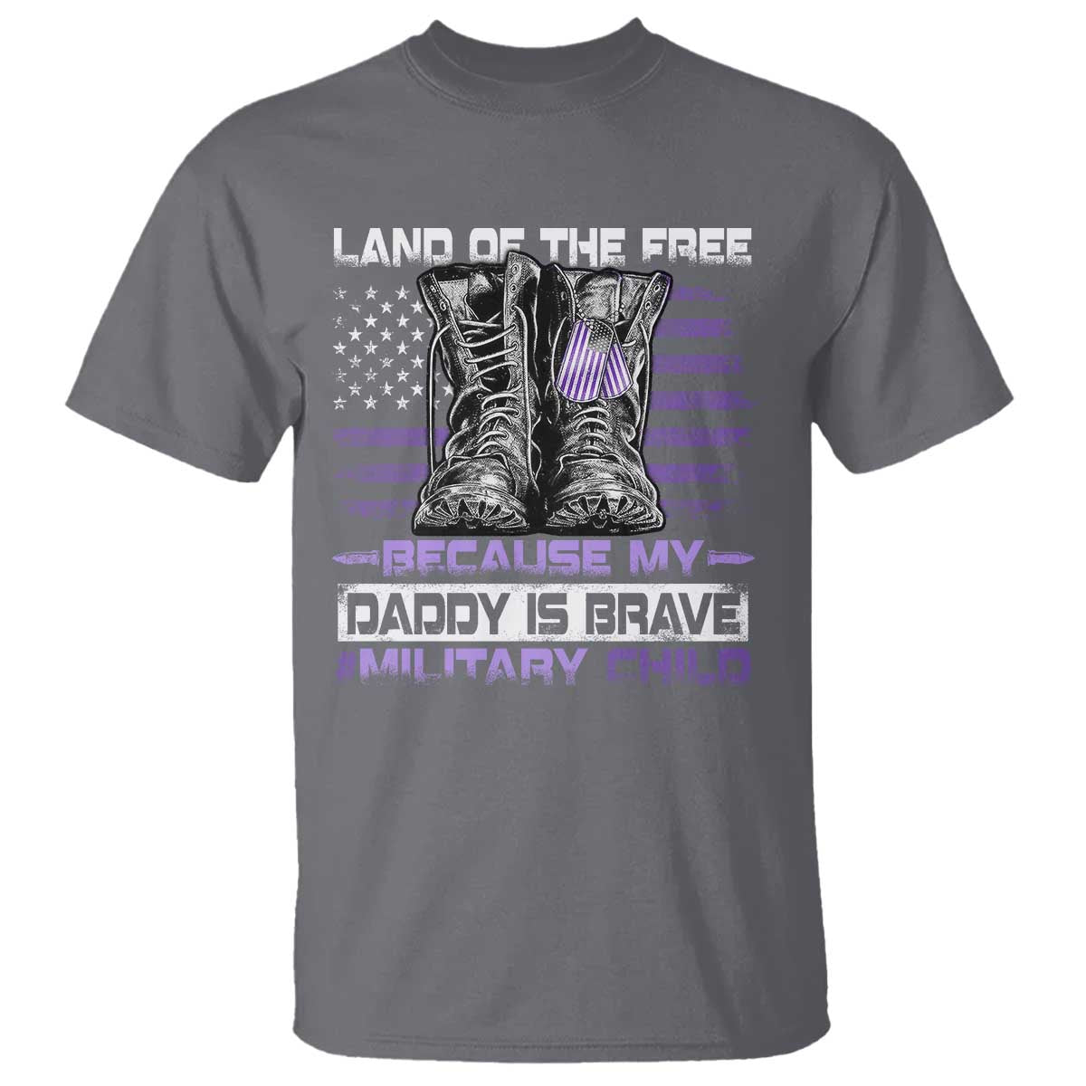 Purple Up For Military Kids T Shirt Military Child Month My Daddy Is Brave TS10 Charcoal Print Your Wear