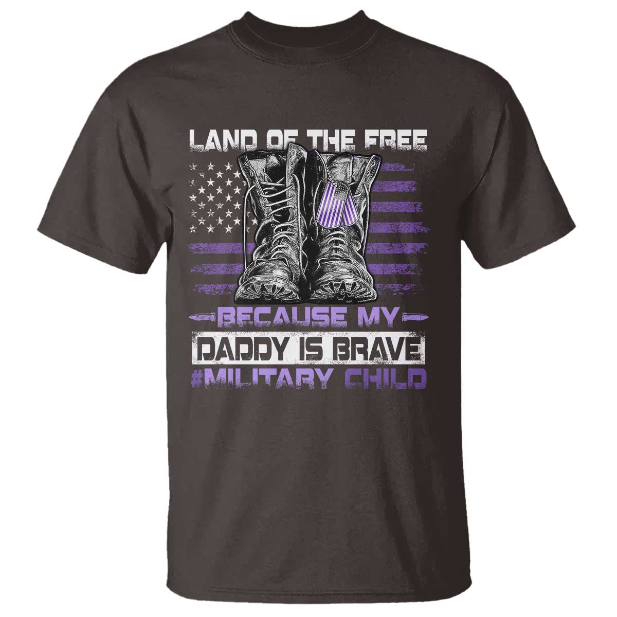Purple Up For Military Kids T Shirt Military Child Month My Daddy Is Brave TS10 Dark Chocolate Print Your Wear