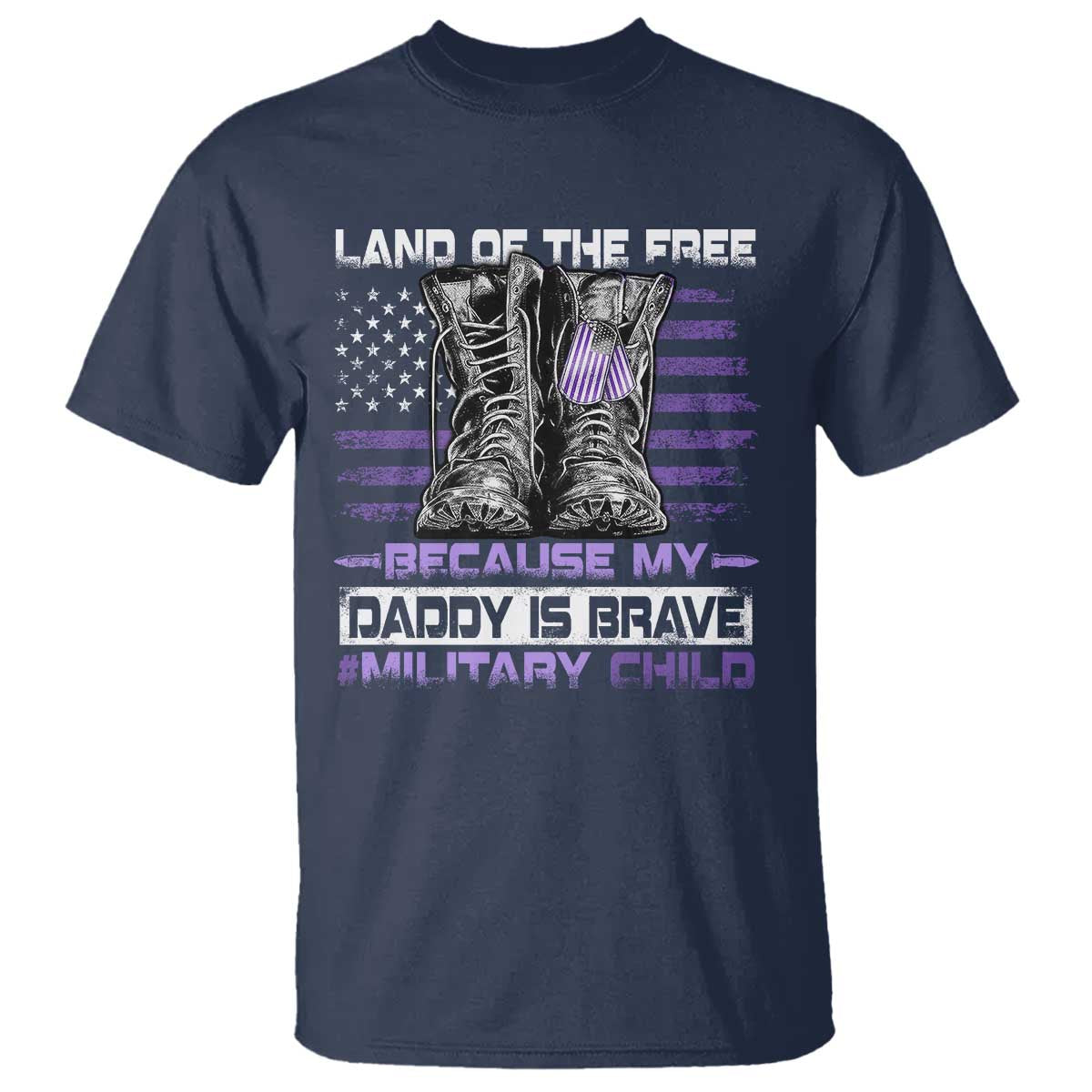 Purple Up For Military Kids T Shirt Military Child Month My Daddy Is Brave TS10 Navy Print Your Wear
