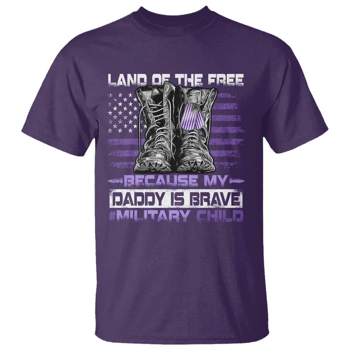 Purple Up For Military Kids T Shirt Military Child Month My Daddy Is Brave TS10 Purple Print Your Wear