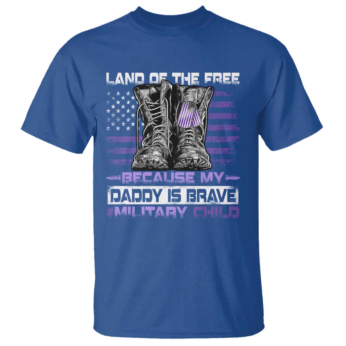 Purple Up For Military Kids T Shirt Military Child Month My Daddy Is Brave TS10 Royal Blue Print Your Wear
