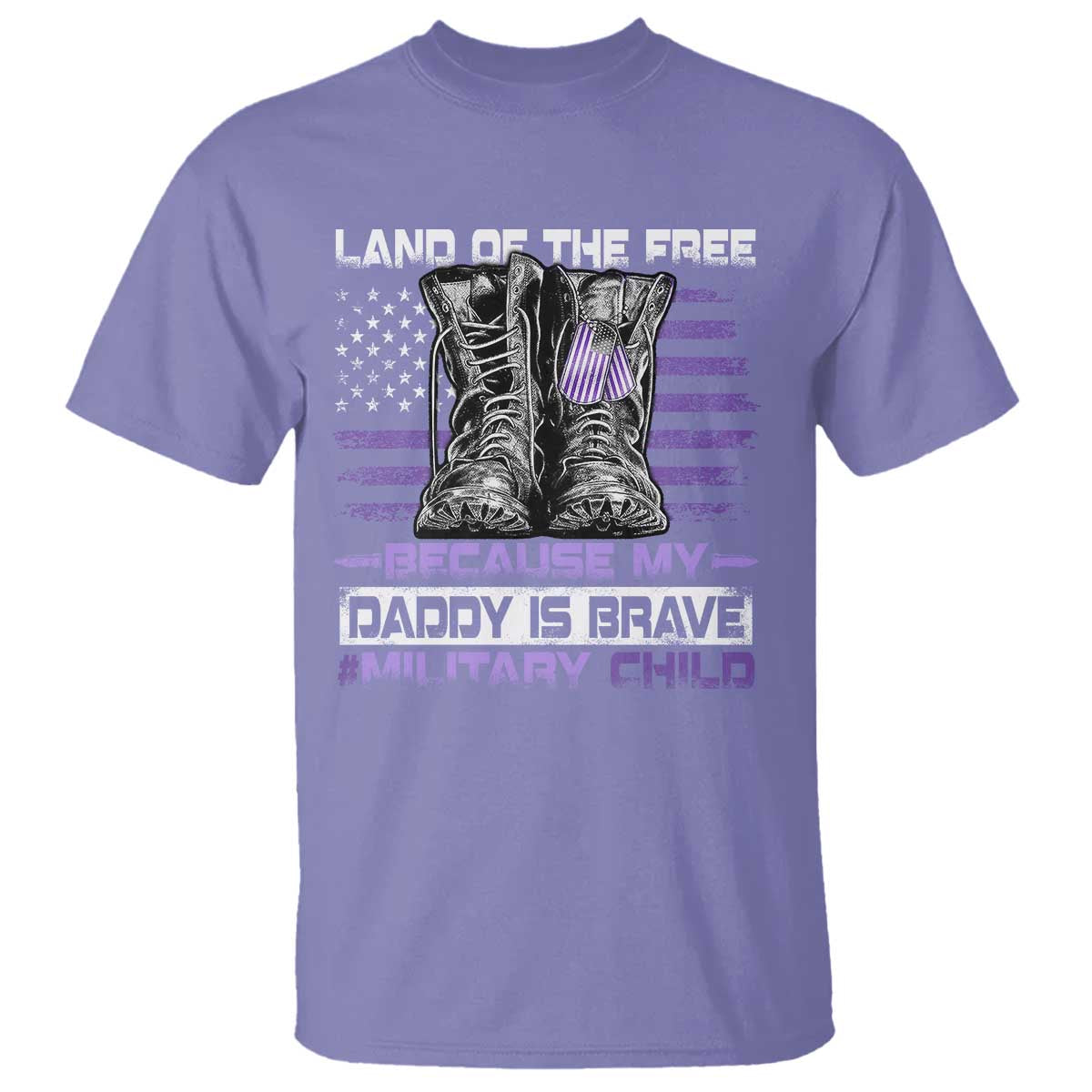 Purple Up For Military Kids T Shirt Military Child Month My Daddy Is Brave TS10 Violet Print Your Wear