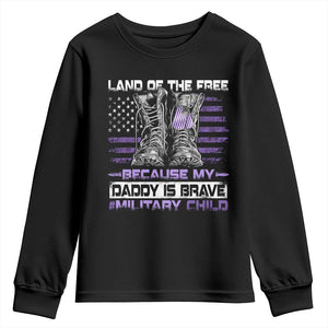 Purple Up For Military Kids Youth Sweatshirt Military Child Month My Daddy Is Brave TS10 Black Print Your Wear