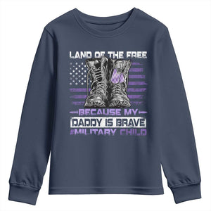 Purple Up For Military Kids Youth Sweatshirt Military Child Month My Daddy Is Brave TS10 Navy Print Your Wear