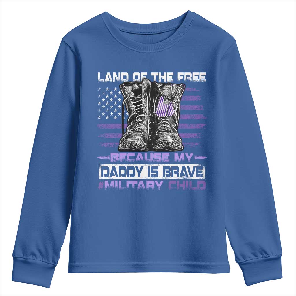 Purple Up For Military Kids Youth Sweatshirt Military Child Month My Daddy Is Brave TS10 Royal Blue Print Your Wear