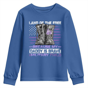 Purple Up For Military Kids Youth Sweatshirt Military Child Month My Daddy Is Brave TS10 Royal Blue Print Your Wear