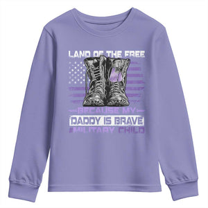 Purple Up For Military Kids Youth Sweatshirt Military Child Month My Daddy Is Brave TS10 Violet Print Your Wear