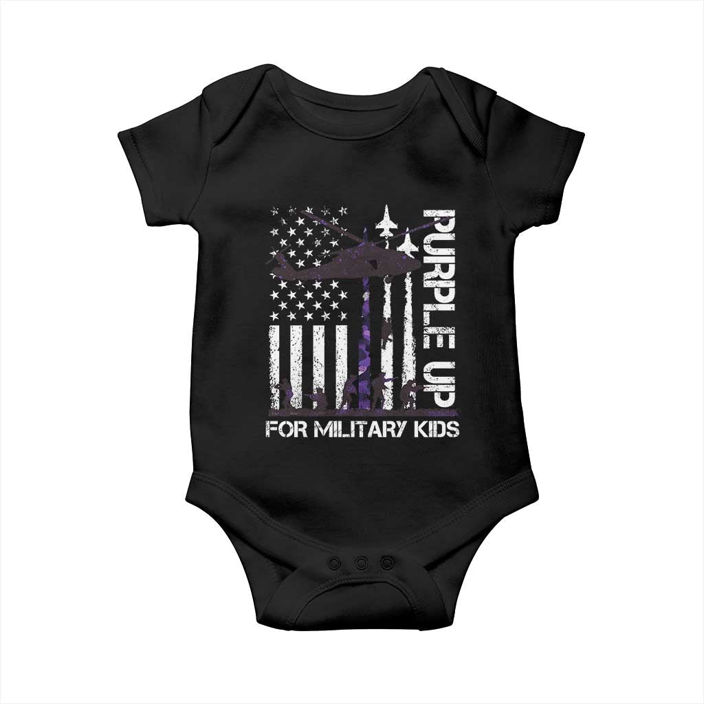 Purple Up For Military Kids Baby Onesie Camo American Flag Military Child Month USA Camouflage TS10 Black Print Your Wear
