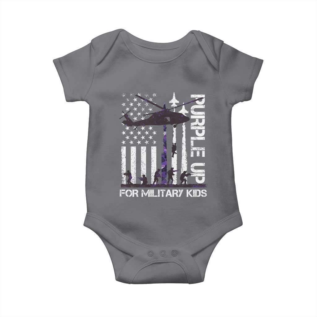 Purple Up For Military Kids Baby Onesie Camo American Flag Military Child Month USA Camouflage TS10 Charcoal Print Your Wear