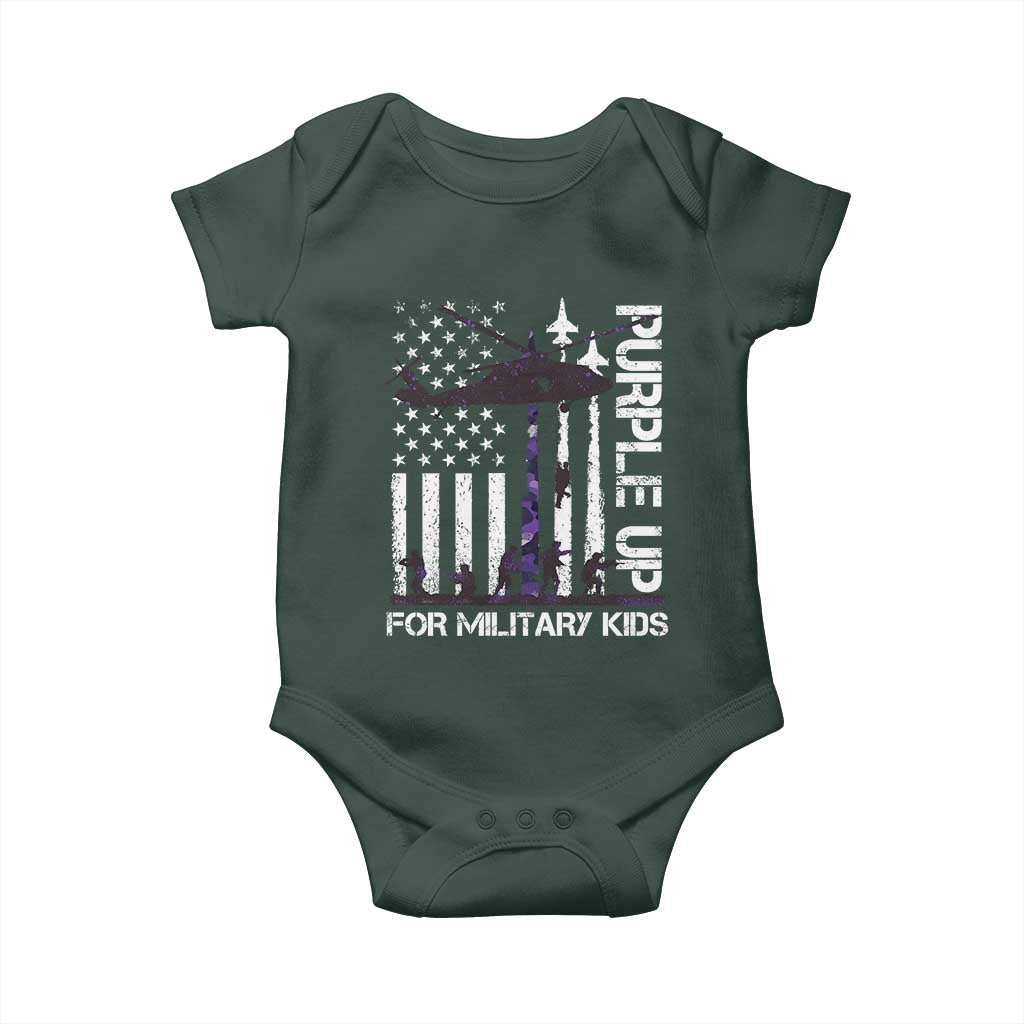 Purple Up For Military Kids Baby Onesie Camo American Flag Military Child Month USA Camouflage TS10 Print Your Wear