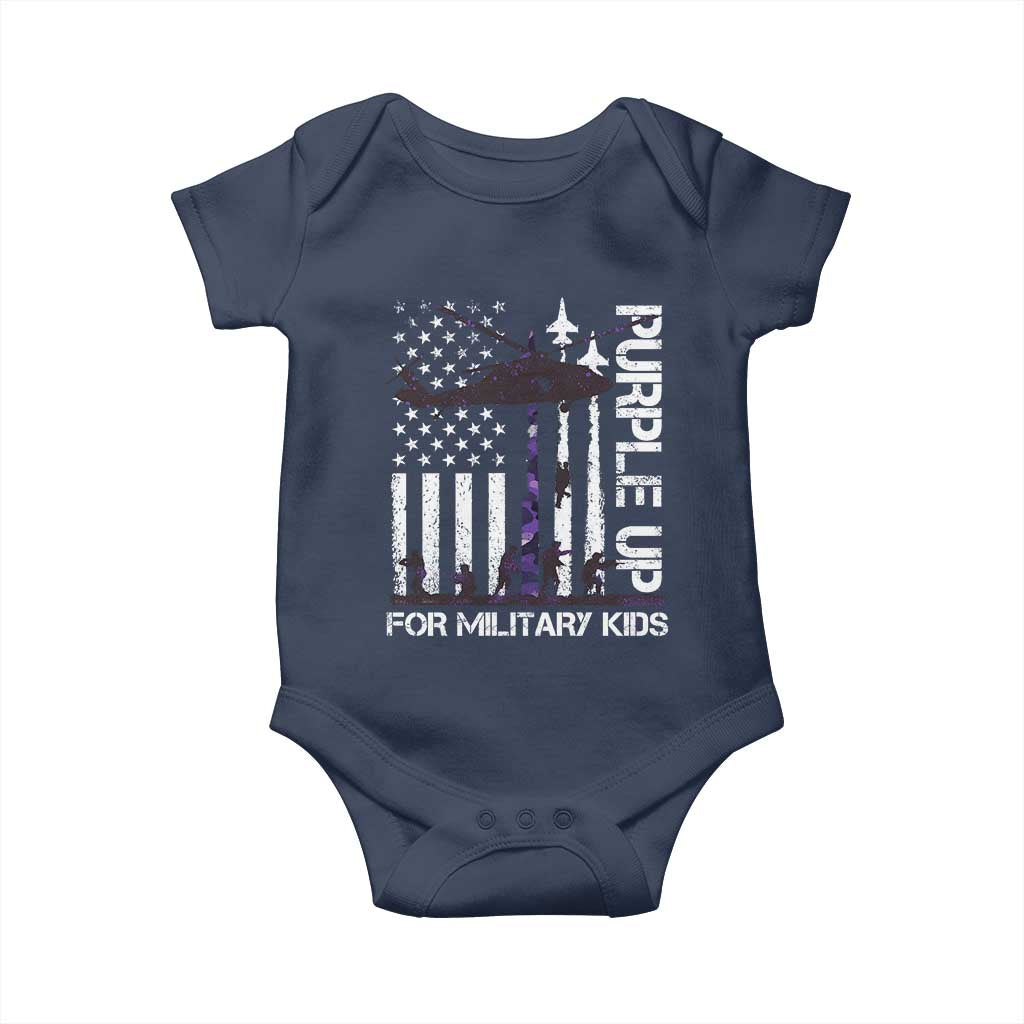 Purple Up For Military Kids Baby Onesie Camo American Flag Military Child Month USA Camouflage TS10 Navy Print Your Wear