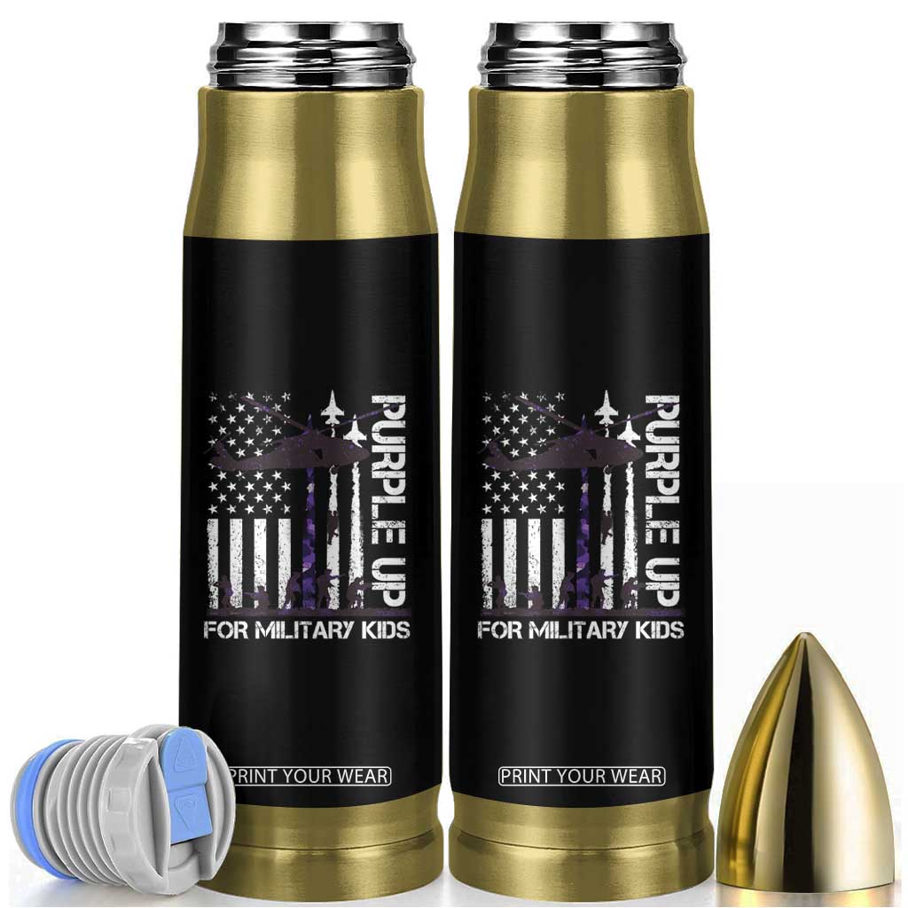 Purple Up For Military Kids Bullet Tumbler Camo American Flag Military Child Month USA Camouflage TS10 Black Print Your Wear