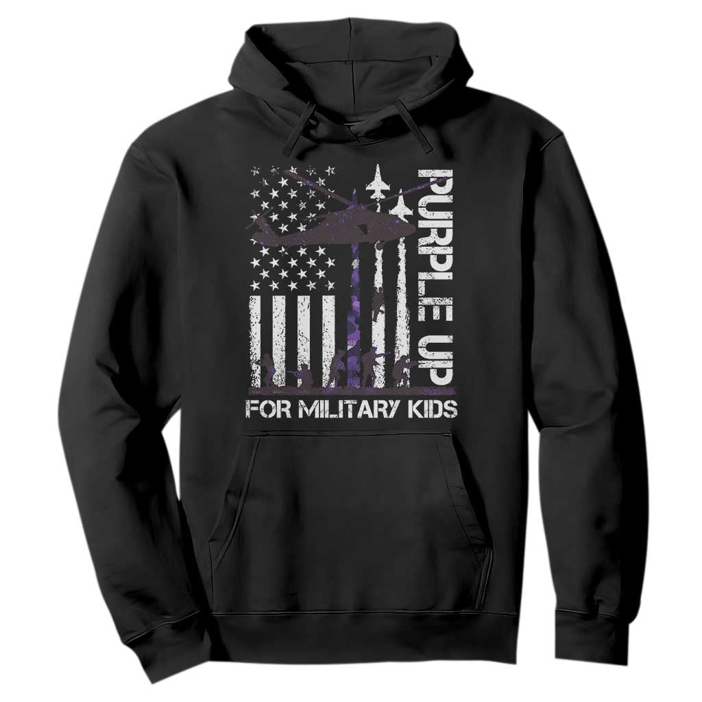 Purple Up For Military Kids Hoodie Camo American Flag Military Child Month USA Camouflage TS10 Black Print Your Wear