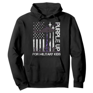 Purple Up For Military Kids Hoodie Camo American Flag Military Child Month USA Camouflage TS10 Black Print Your Wear