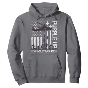Purple Up For Military Kids Hoodie Camo American Flag Military Child Month USA Camouflage TS10 Charcoal Print Your Wear