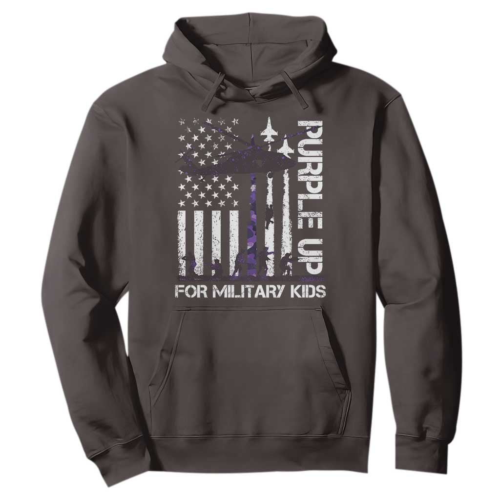 Purple Up For Military Kids Hoodie Camo American Flag Military Child Month USA Camouflage TS10 S Dark Chocolate Print Your Wear