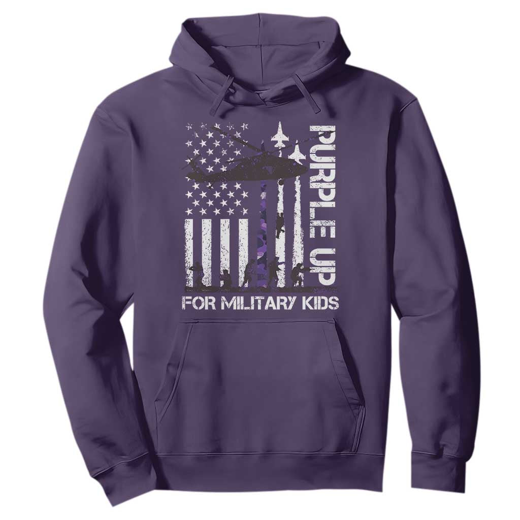 Purple Up For Military Kids Hoodie Camo American Flag Military Child Month USA Camouflage TS10 Purple Print Your Wear