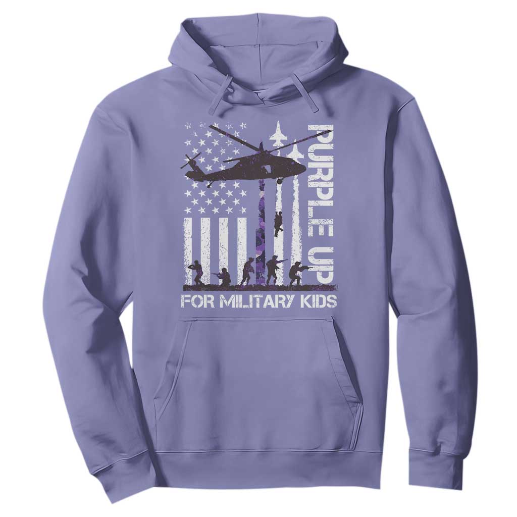 Purple Up For Military Kids Hoodie Camo American Flag Military Child Month USA Camouflage TS10 Violet Print Your Wear