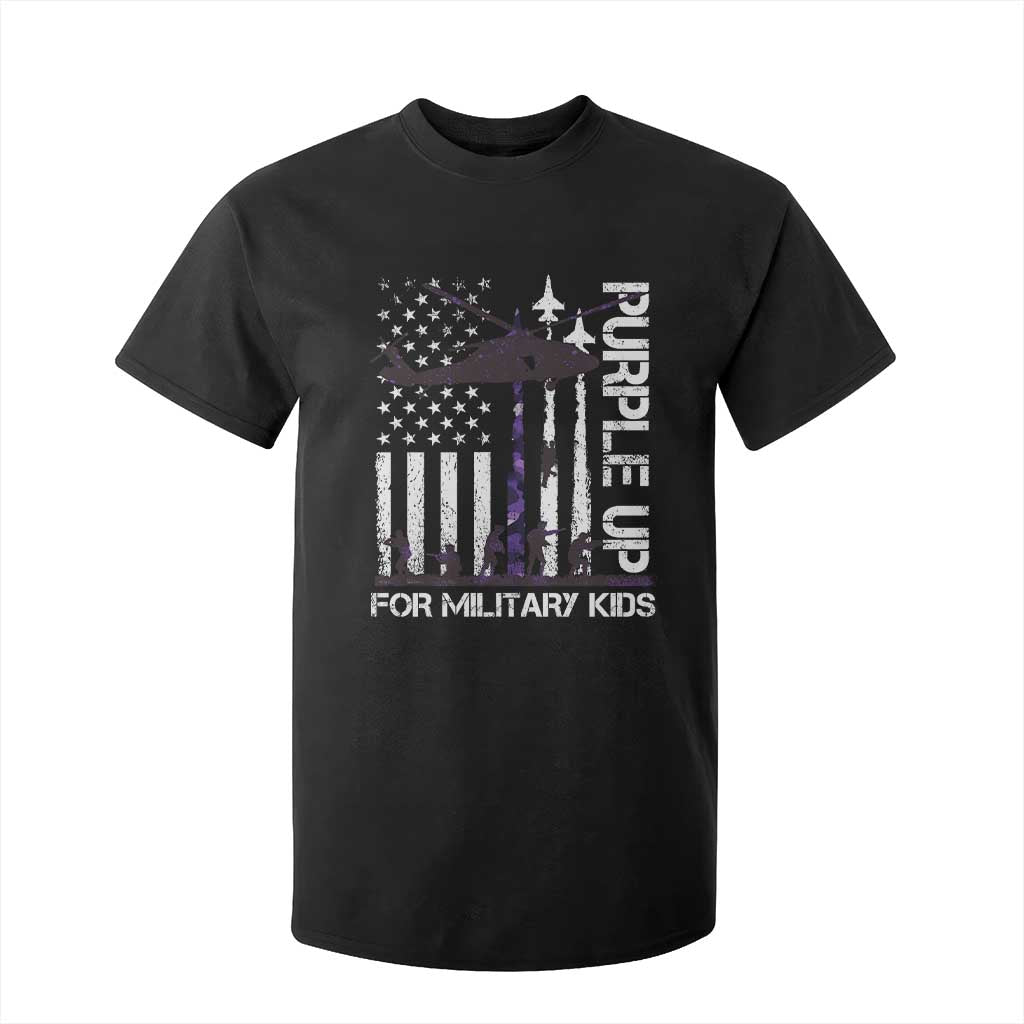 Purple Up For Military Kids T Shirt For Kid Camo American Flag Military Child Month USA Camouflage TS10 Black Print Your Wear