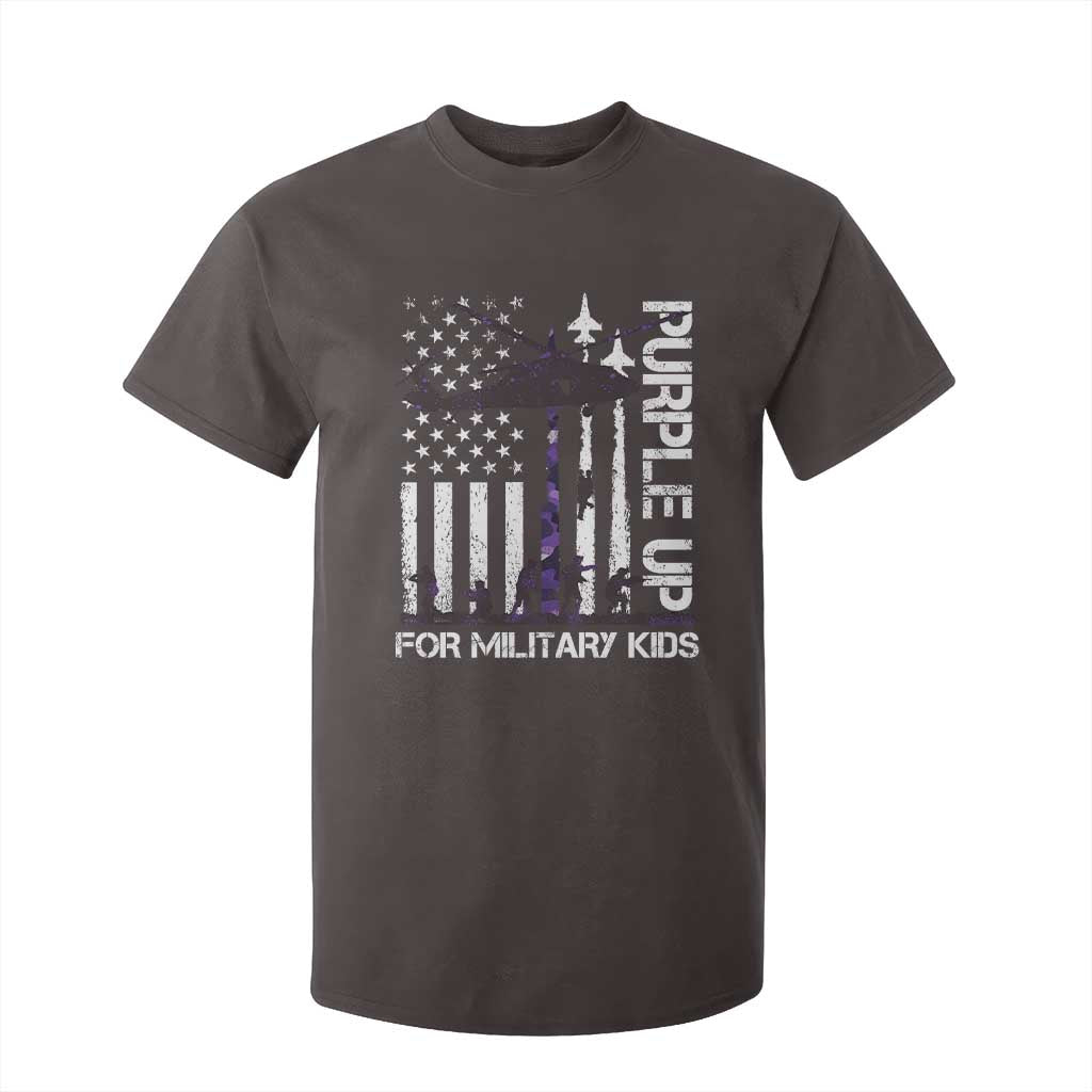 Purple Up For Military Kids T Shirt For Kid Camo American Flag Military Child Month USA Camouflage TS10 Print Your Wear