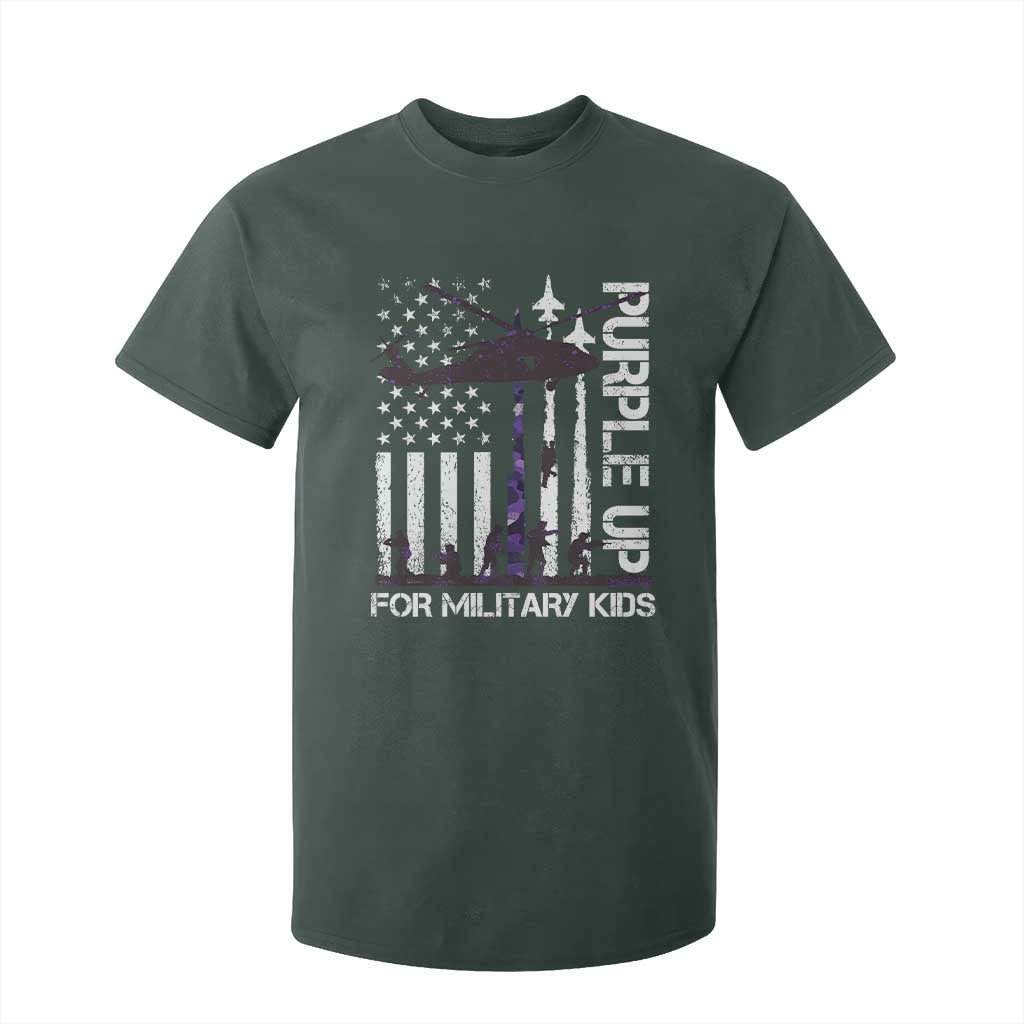 Purple Up For Military Kids T Shirt For Kid Camo American Flag Military Child Month USA Camouflage TS10 Print Your Wear