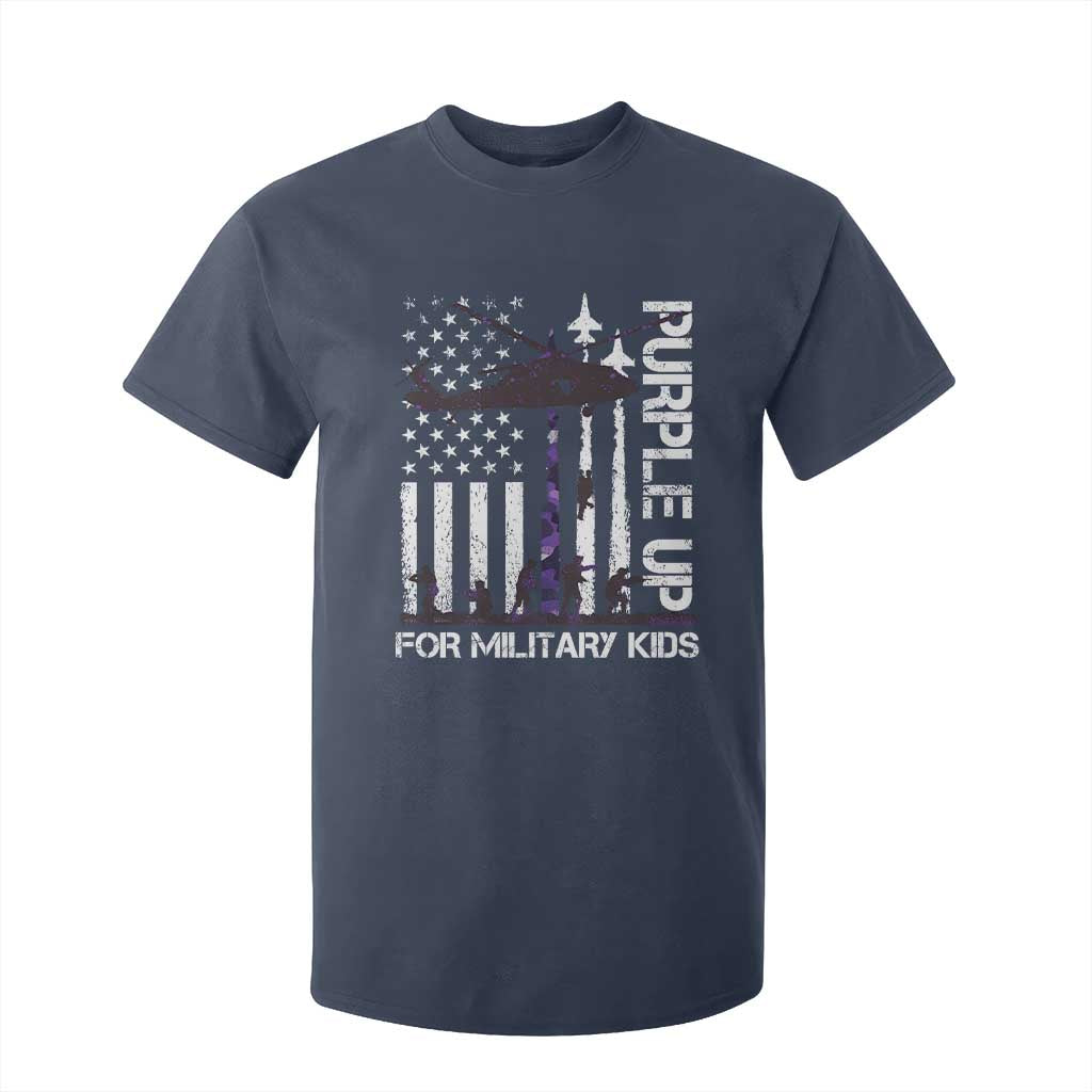 Purple Up For Military Kids T Shirt For Kid Camo American Flag Military Child Month USA Camouflage TS10 Navy Print Your Wear