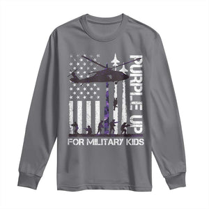 Purple Up For Military Kids Long Sleeve Shirt Camo American Flag Military Child Month USA Camouflage TS10 Charcoal Print Your Wear