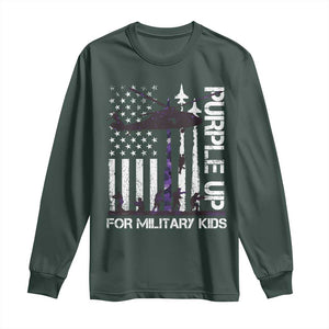 Purple Up For Military Kids Long Sleeve Shirt Camo American Flag Military Child Month USA Camouflage TS10 Dark Forest Green Print Your Wear