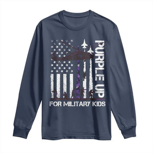 Purple Up For Military Kids Long Sleeve Shirt Camo American Flag Military Child Month USA Camouflage TS10 Navy Print Your Wear