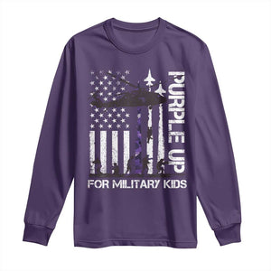Purple Up For Military Kids Long Sleeve Shirt Camo American Flag Military Child Month USA Camouflage TS10 Purple Print Your Wear
