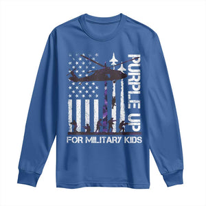 Purple Up For Military Kids Long Sleeve Shirt Camo American Flag Military Child Month USA Camouflage TS10 Royal Blue Print Your Wear