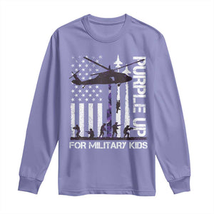 Purple Up For Military Kids Long Sleeve Shirt Camo American Flag Military Child Month USA Camouflage TS10 Violet Print Your Wear