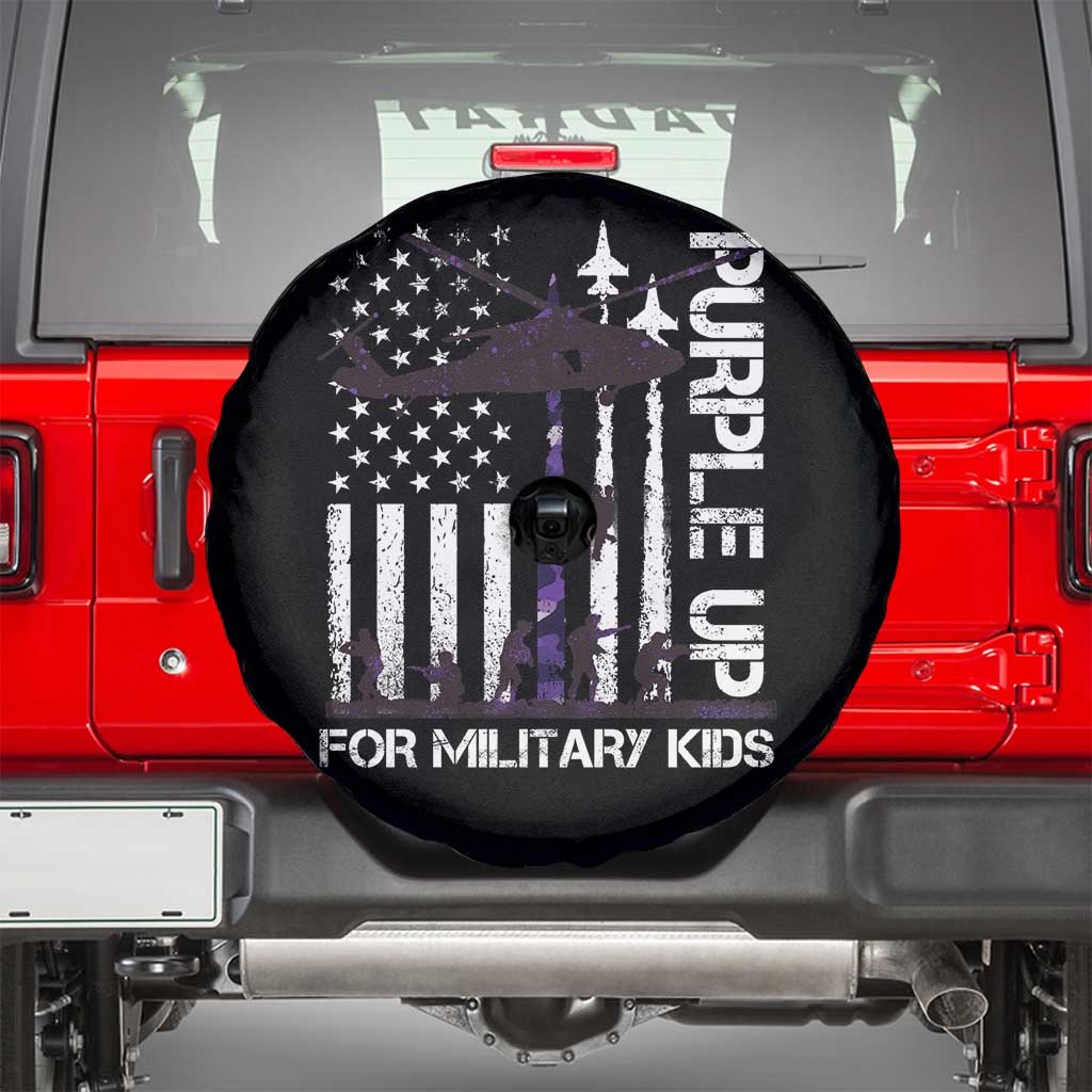 Purple Up For Military Kids Spare Tire Cover Camo American Flag Military Child Month USA Camouflage TS10 Black Print Your Wear