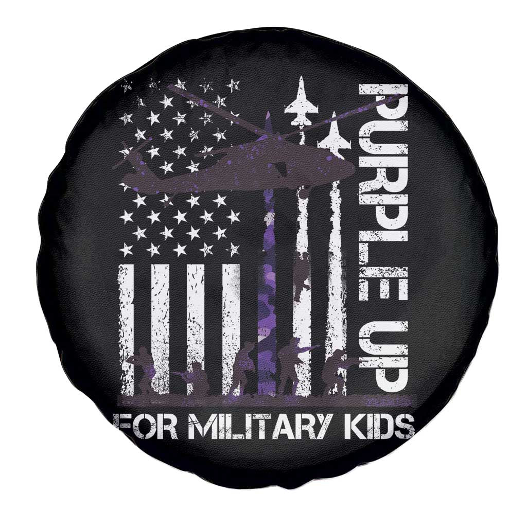Purple Up For Military Kids Spare Tire Cover Camo American Flag Military Child Month USA Camouflage TS10 Print Your Wear