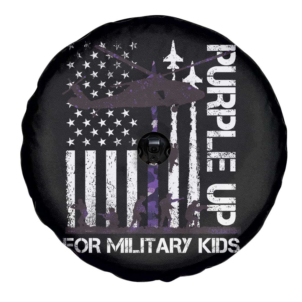 Purple Up For Military Kids Spare Tire Cover Camo American Flag Military Child Month USA Camouflage TS10 Print Your Wear