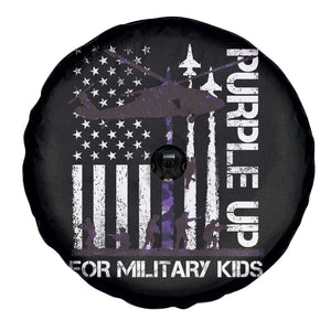 Purple Up For Military Kids Spare Tire Cover Camo American Flag Military Child Month USA Camouflage TS10 Print Your Wear