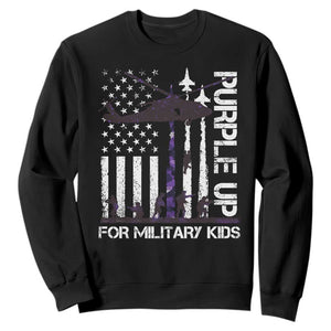 Purple Up For Military Kids Sweatshirt Camo American Flag Military Child Month USA Camouflage TS10 Black Print Your Wear