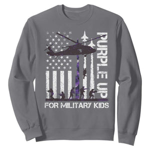 Purple Up For Military Kids Sweatshirt Camo American Flag Military Child Month USA Camouflage TS10 Charcoal Print Your Wear