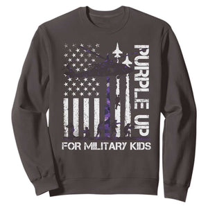 Purple Up For Military Kids Sweatshirt Camo American Flag Military Child Month USA Camouflage TS10 Dark Chocolate Print Your Wear