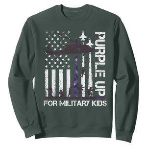 Purple Up For Military Kids Sweatshirt Camo American Flag Military Child Month USA Camouflage TS10 Dark Forest Green Print Your Wear