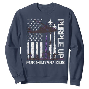 Purple Up For Military Kids Sweatshirt Camo American Flag Military Child Month USA Camouflage TS10 Navy Print Your Wear